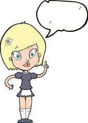 cartoon pretty maid with speech bubble
