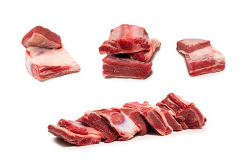Raw beef ribs isolated on white background.