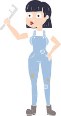 Fototapeta premium flat color illustration of a cartoon female plumber