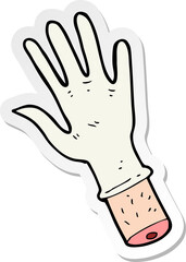 sticker of a cartoon hand with medical glove