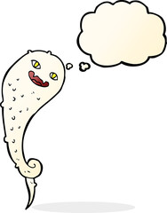 cartoon spooky ghost with thought bubble