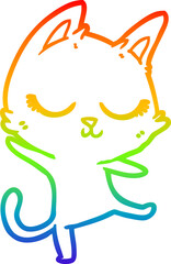 rainbow gradient line drawing calm cartoon cat