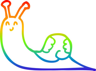 rainbow gradient line drawing cute cartoon snail