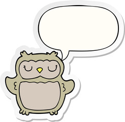 cartoon owl and speech bubble sticker
