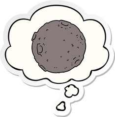 cartoon moon and thought bubble as a printed sticker