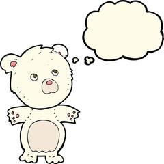 cartoon funny teddy bear with thought bubble