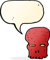 cartoon spooky skull with speech bubble