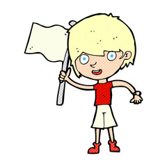 cartoon boy with flag