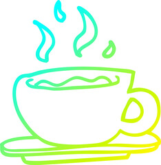 cold gradient line drawing cartoon coffee cup