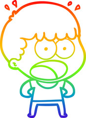 rainbow gradient line drawing cartoon shocked man