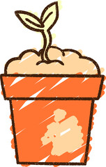 Potted Plant Chalk Drawing