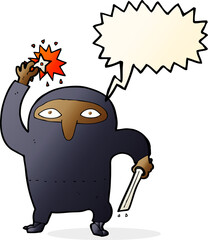 cartoon ninja with speech bubble