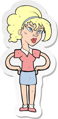 sticker of a cartoon woman with hands on hips