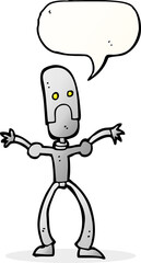 cartoon funny robot with speech bubble