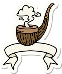tattoo sticker with banner of a smokers pipe
