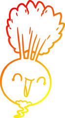 warm gradient line drawing cartoon root vegetable