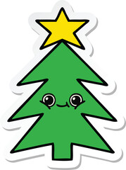 sticker of a cute cartoon christmas tree
