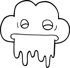line drawing cartoon rain cloud