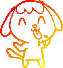 warm gradient line drawing cute cartoon dog