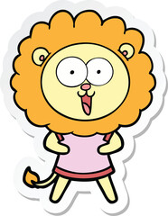 sticker of a happy cartoon lion