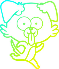 cold gradient line drawing cartoon dog with tongue sticking out