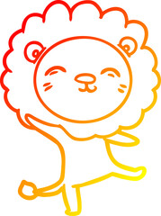 warm gradient line drawing cartoon lion