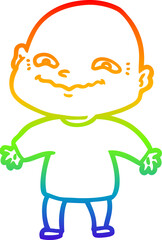 rainbow gradient line drawing cartoon nervous man