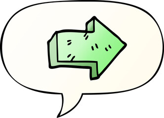 cartoon pointing arrow and speech bubble in smooth gradient style