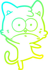 cold gradient line drawing cartoon nervous cat