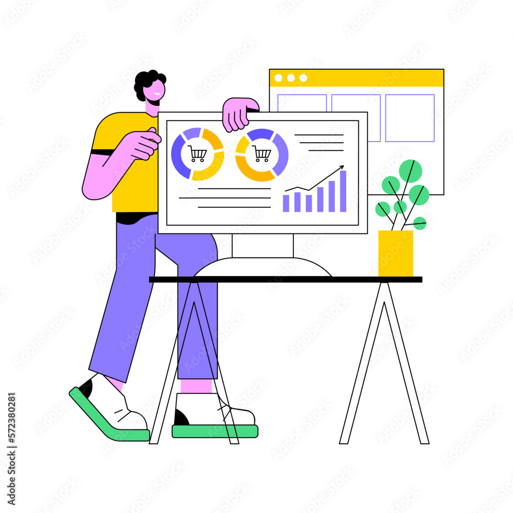 Aufkleber transactions processing isolated cartoon vector illustrations. man working with customer order proce