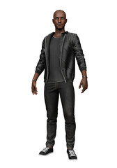 3d rendering black man urban fantasy contemporary clothes isolated