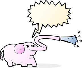 cartoon elephant squirting water with speech bubble