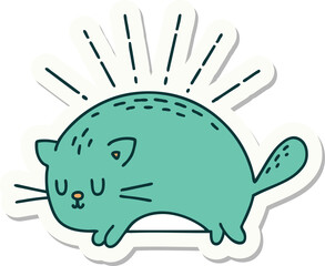 sticker of tattoo style happy cat
