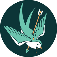 tattoo style icon of a swallow crying