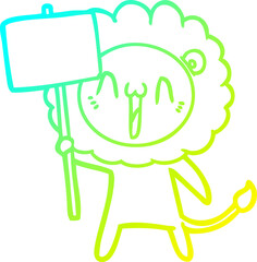 cold gradient line drawing happy cartoon lion