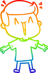rainbow gradient line drawing cartoon excited man