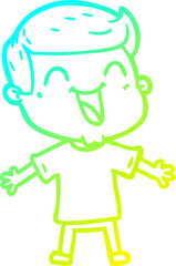 cold gradient line drawing cartoon happy man