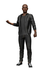 3d rendering black man urban fantasy contemporary clothes isolated