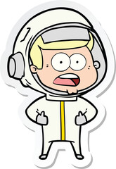 sticker of a cartoon surprised astronaut
