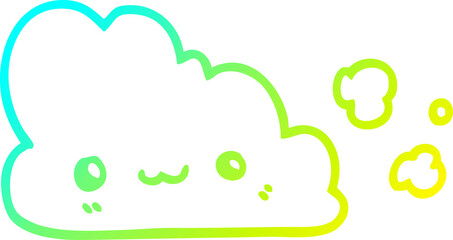 cold gradient line drawing cute cartoon cloud