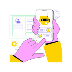 Call center automation isolated cartoon vector illustrations. Help desk application, customer support bot, information, machine learning, business process software, technology vector cartoon.