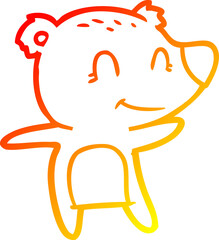 warm gradient line drawing smiling polar bear cartoon