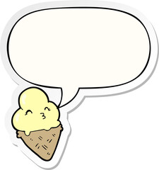 cartoon ice cream and speech bubble sticker