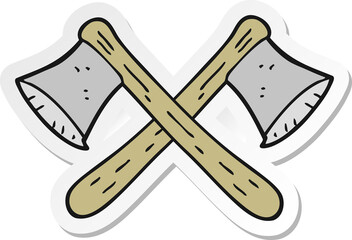 sticker of a cartoon crossed axes