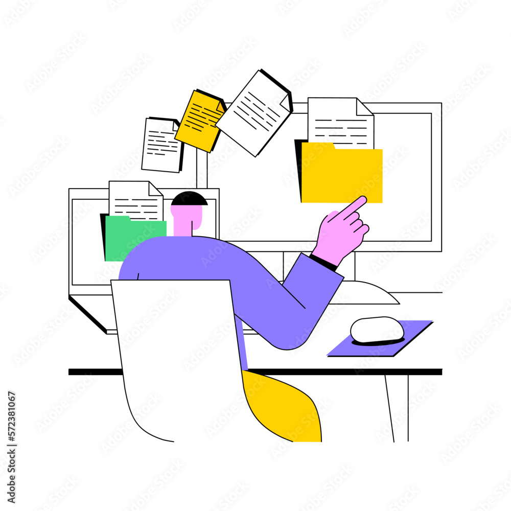 Poster automated data transfer isolated cartoon vector illustrations. using software, business processes au