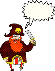 Naklejka premium comic book speech bubble cartoon pirate captain