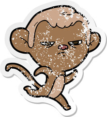 distressed sticker of a cartoon monkey