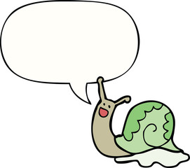cute cartoon snail and speech bubble