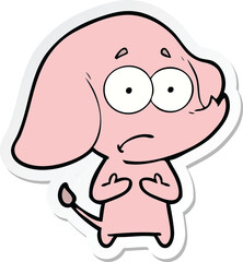 sticker of a cartoon unsure elephant
