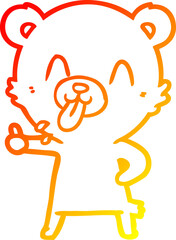 warm gradient line drawing rude cartoon bear